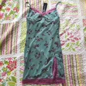 Motel Rocks Coti Dress, Lilac Rose Khaki With Lace